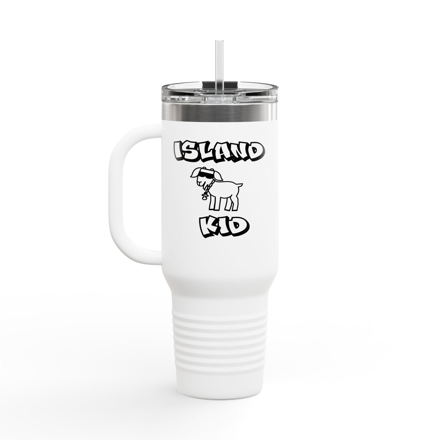 40oz Insulated Travel Mug — Island Kid Stainless Tumbler with Handle & Straw