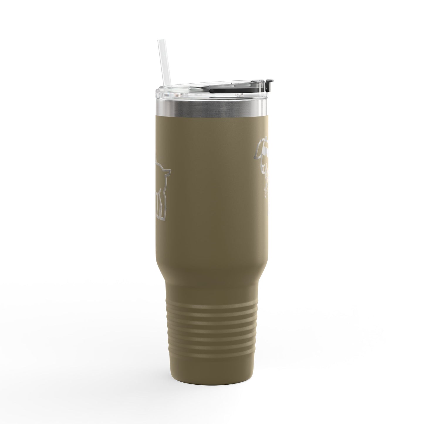 40oz Insulated Travel Mug — Island Kid Mascot Stainless Tumbler with Handle & Straw