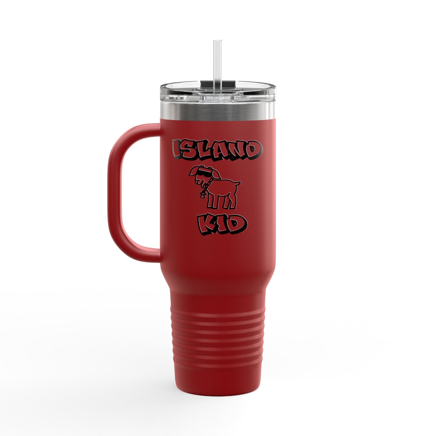 40oz Insulated Travel Mug — Island Kid Stainless Tumbler with Handle & Straw