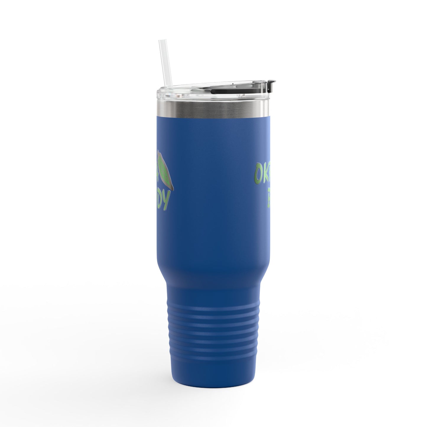 40oz Insulated Travel Mug — 'Okra Body' Stainless Tumbler with Handle & Straw