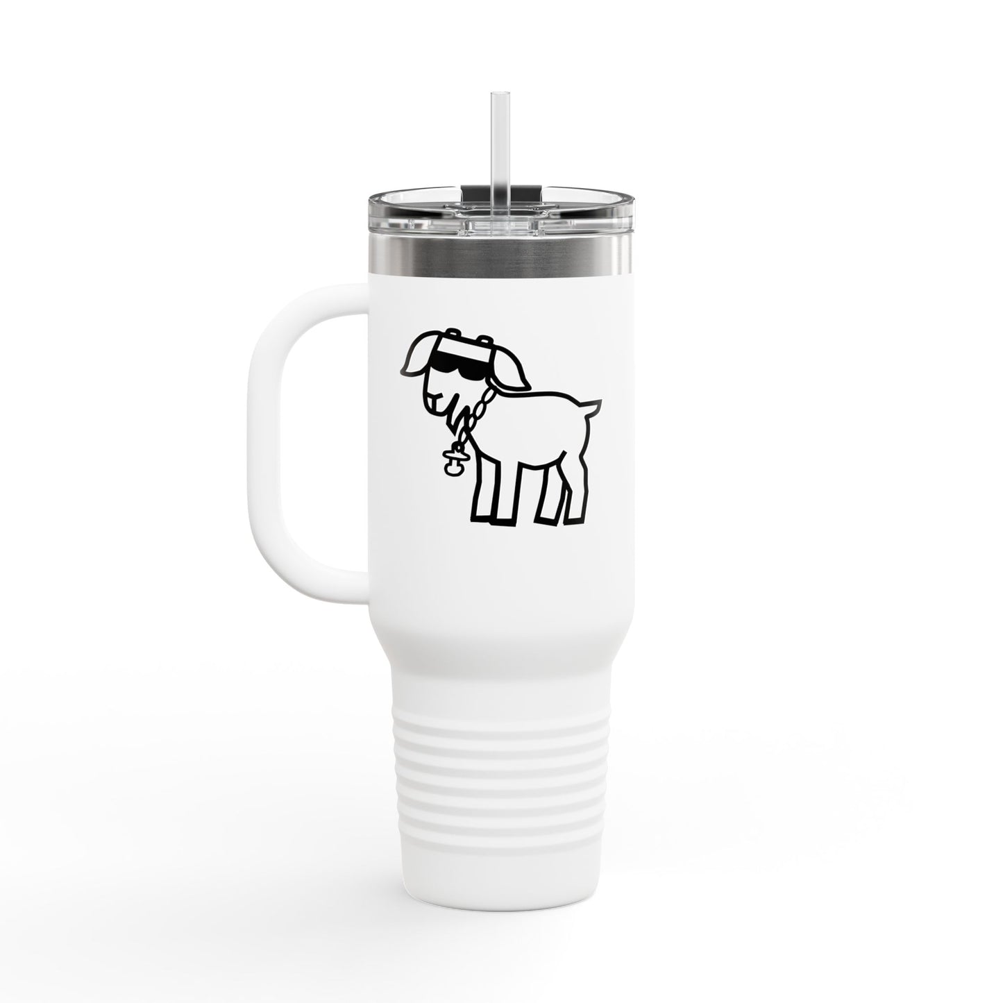 40oz Insulated Travel Mug — Island Kid Mascot Stainless Tumbler with Handle & Straw