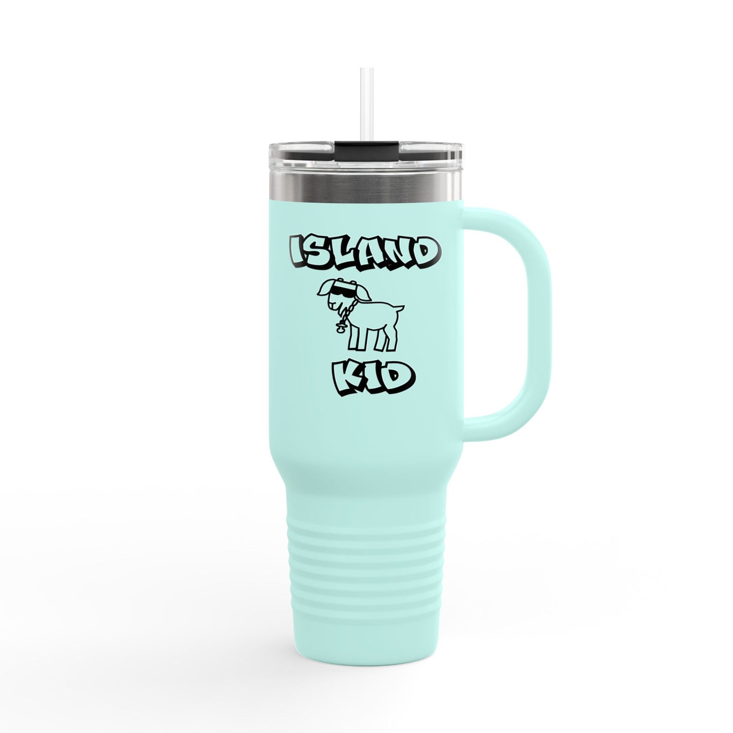 40oz Insulated Travel Mug — Island Kid Stainless Tumbler with Handle & Straw