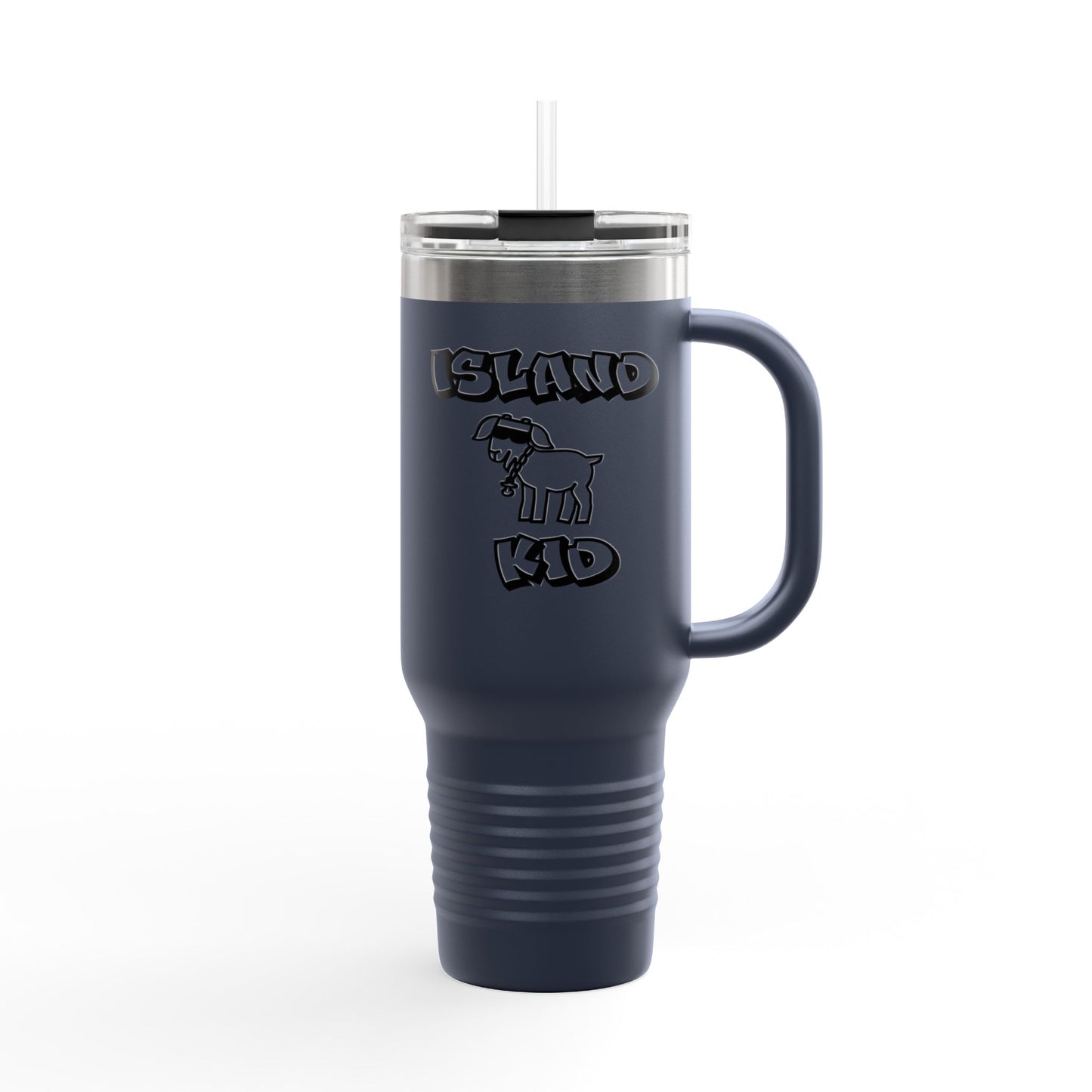40oz Insulated Travel Mug — Island Kid Stainless Tumbler with Handle & Straw