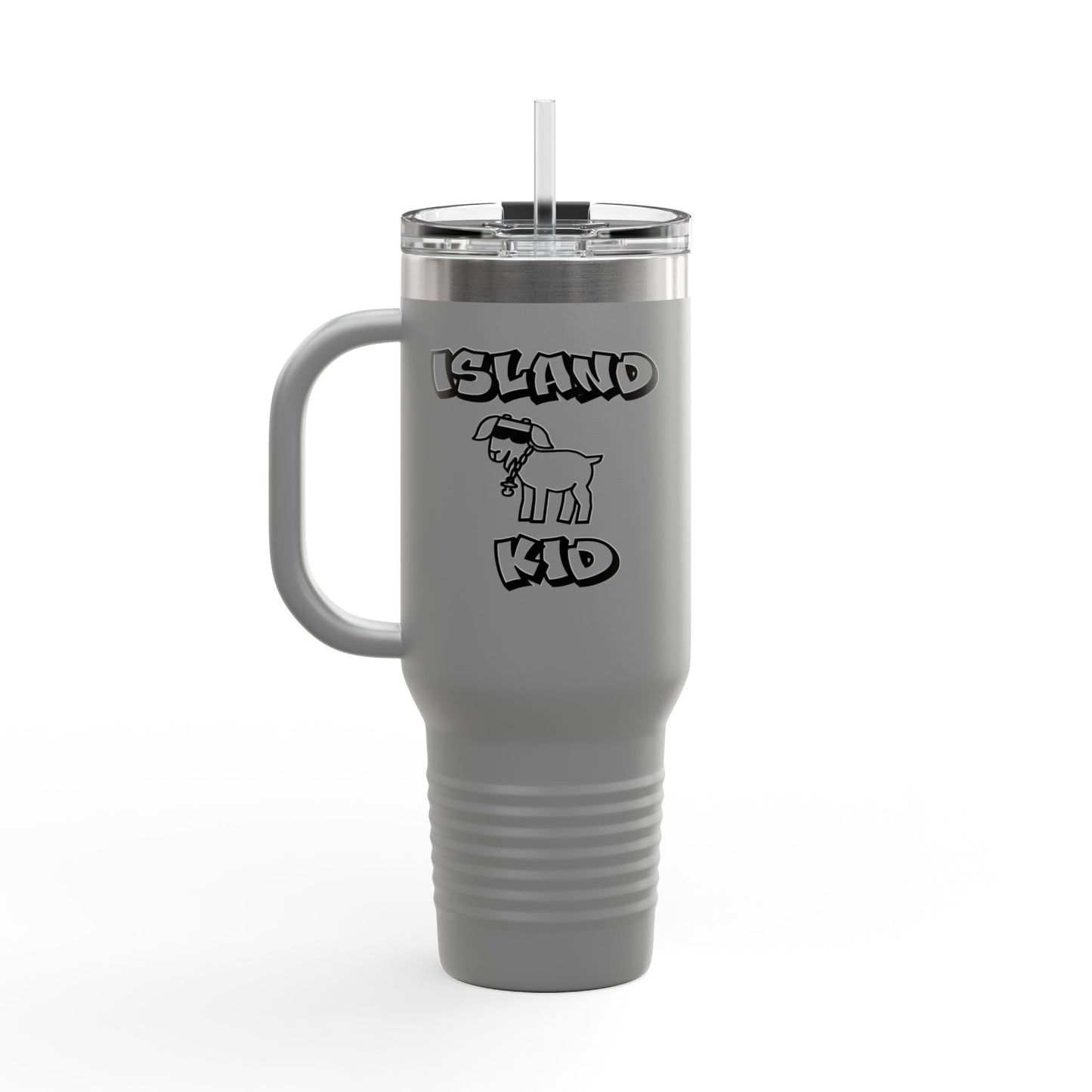 40oz Insulated Travel Mug — Island Kid Stainless Tumbler with Handle & Straw