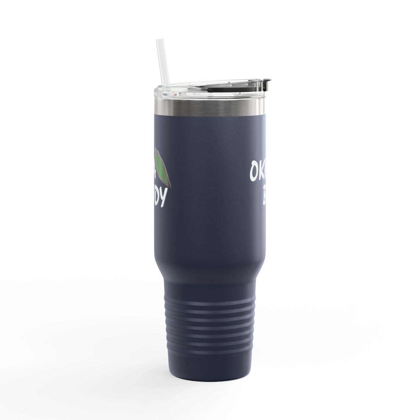 40oz Insulated Travel Mug — 'Okra Body' Stainless Tumbler with Handle & Straw