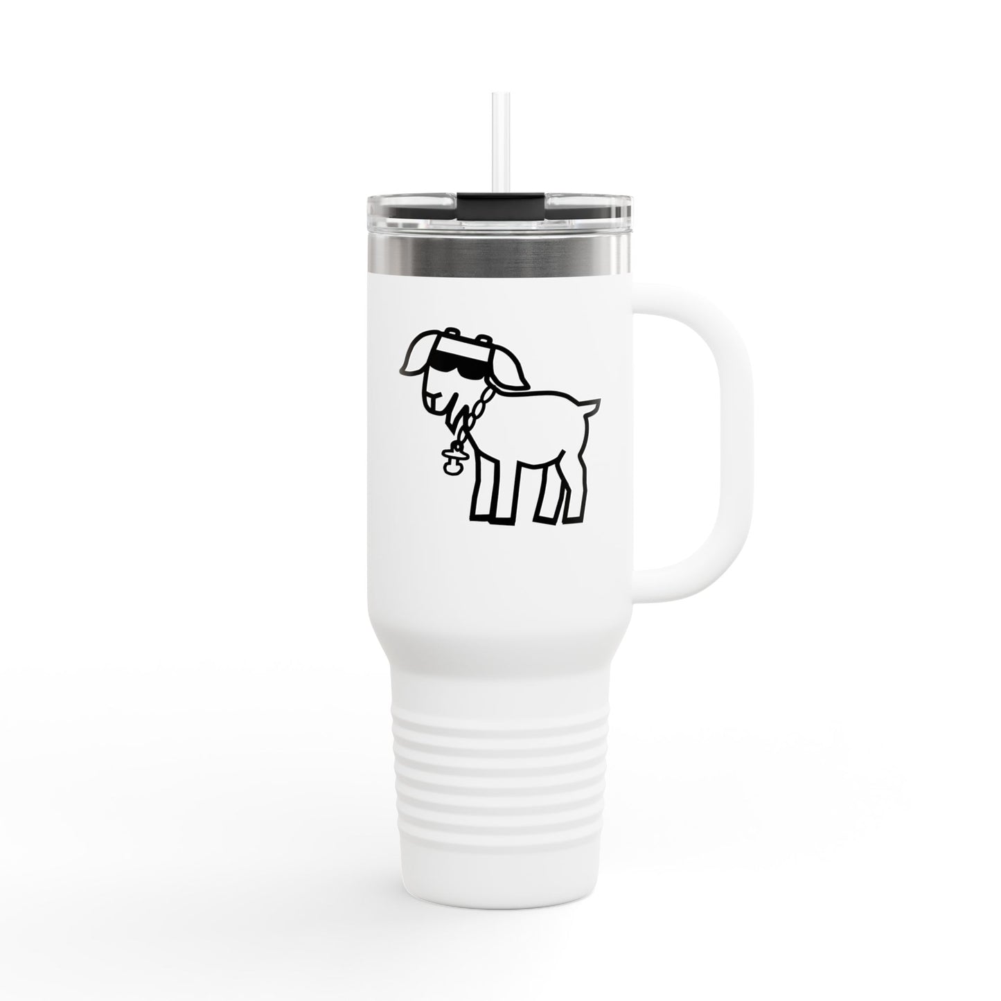 40oz Insulated Travel Mug — Island Kid Mascot Stainless Tumbler with Handle & Straw