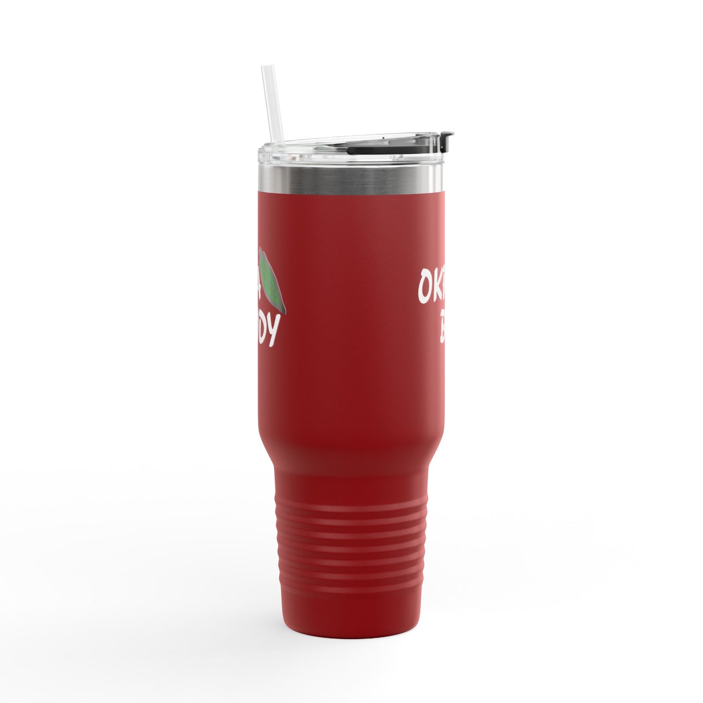 40oz Insulated Travel Mug — 'Okra Body' Stainless Tumbler with Handle & Straw