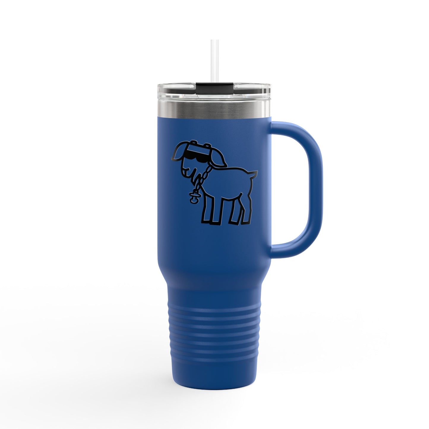40oz Insulated Travel Mug — Island Kid Mascot Stainless Tumbler with Handle & Straw