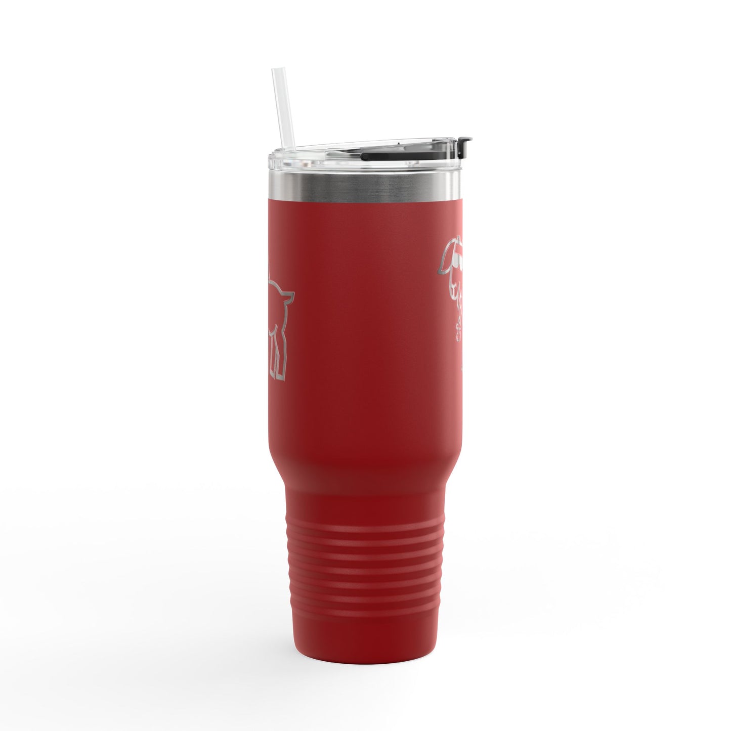 40oz Insulated Travel Mug — Island Kid Mascot Stainless Tumbler with Handle & Straw