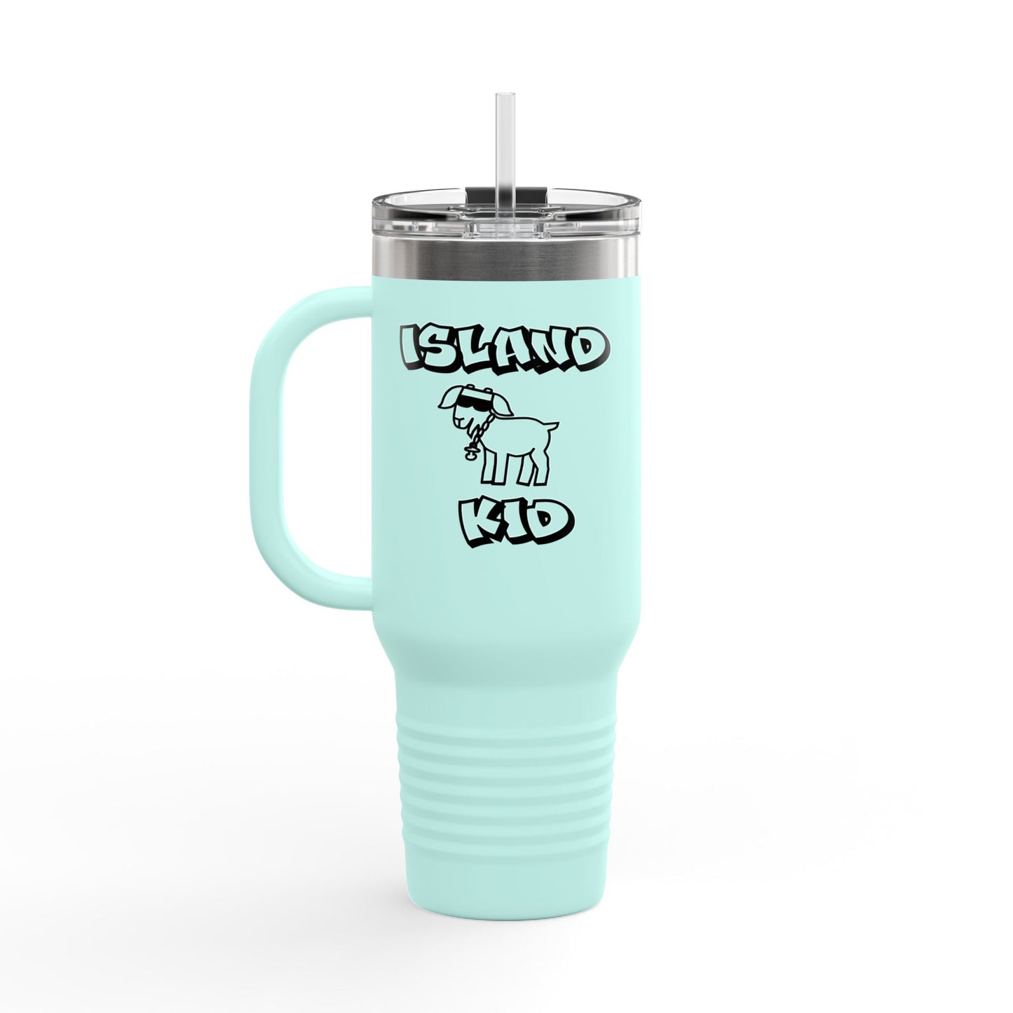 40oz Insulated Travel Mug — Island Kid Stainless Tumbler with Handle & Straw