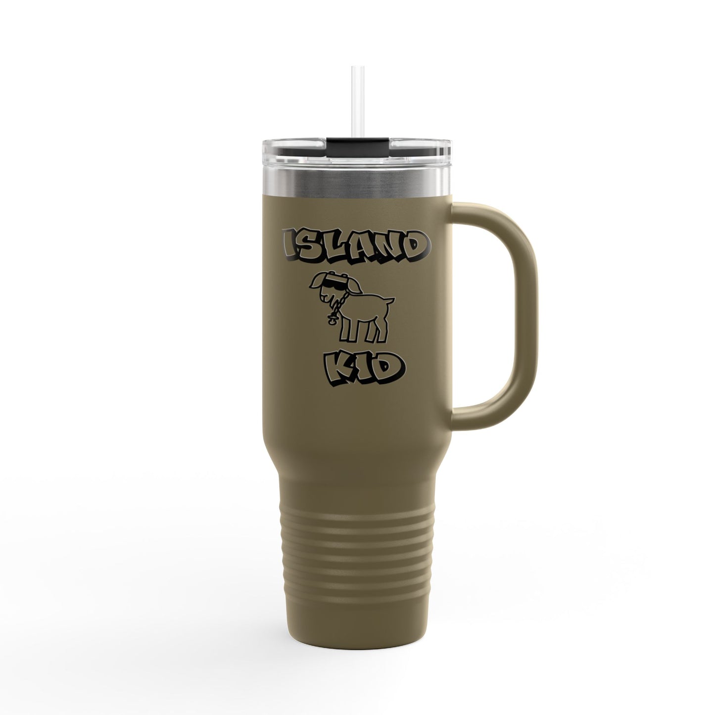 40oz Insulated Travel Mug — Island Kid Stainless Tumbler with Handle & Straw
