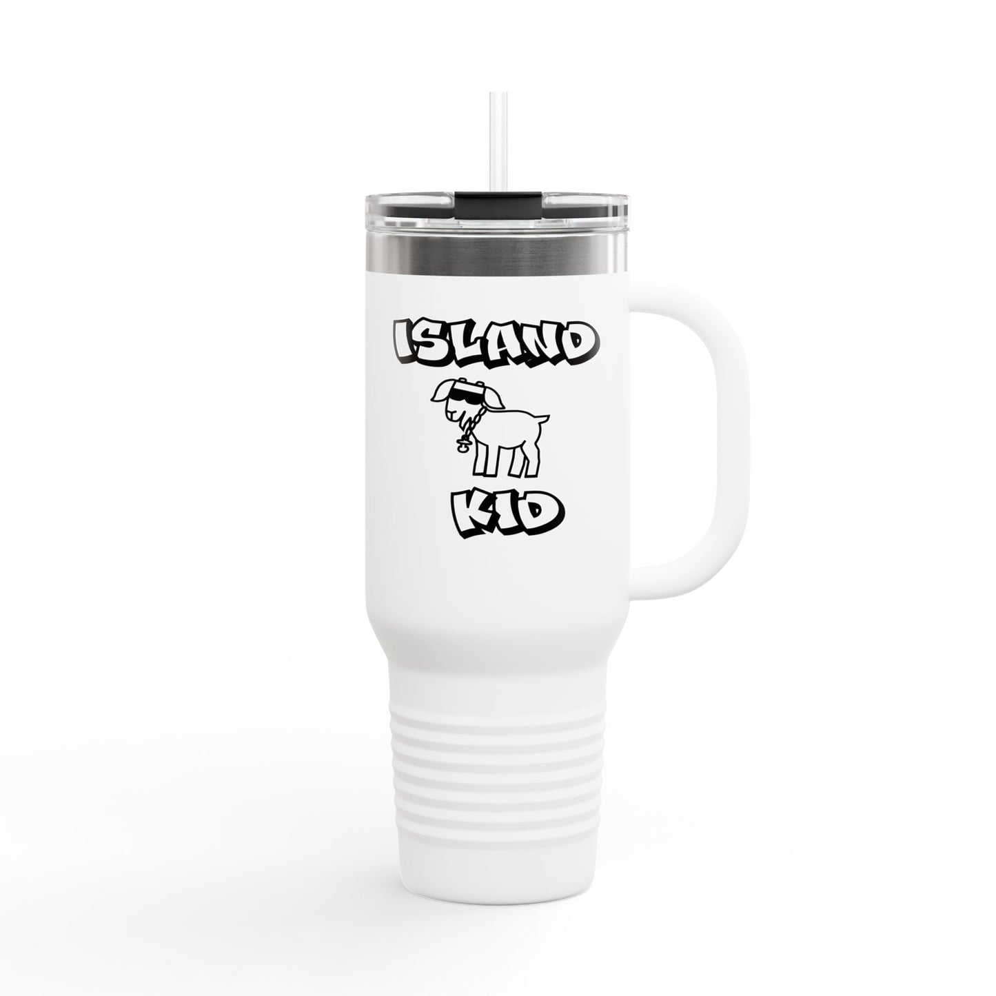 40oz Insulated Travel Mug — Island Kid Stainless Tumbler with Handle & Straw