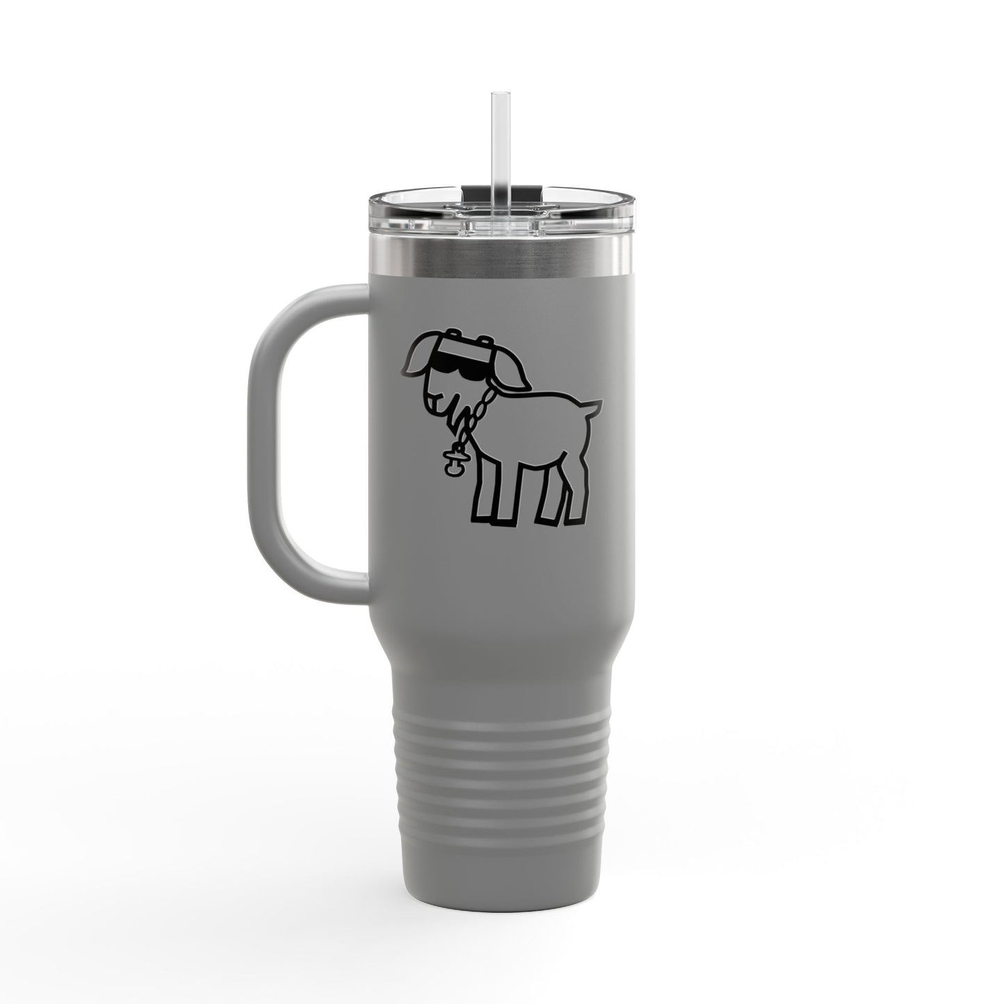 40oz Insulated Travel Mug — Island Kid Mascot Stainless Tumbler with Handle & Straw