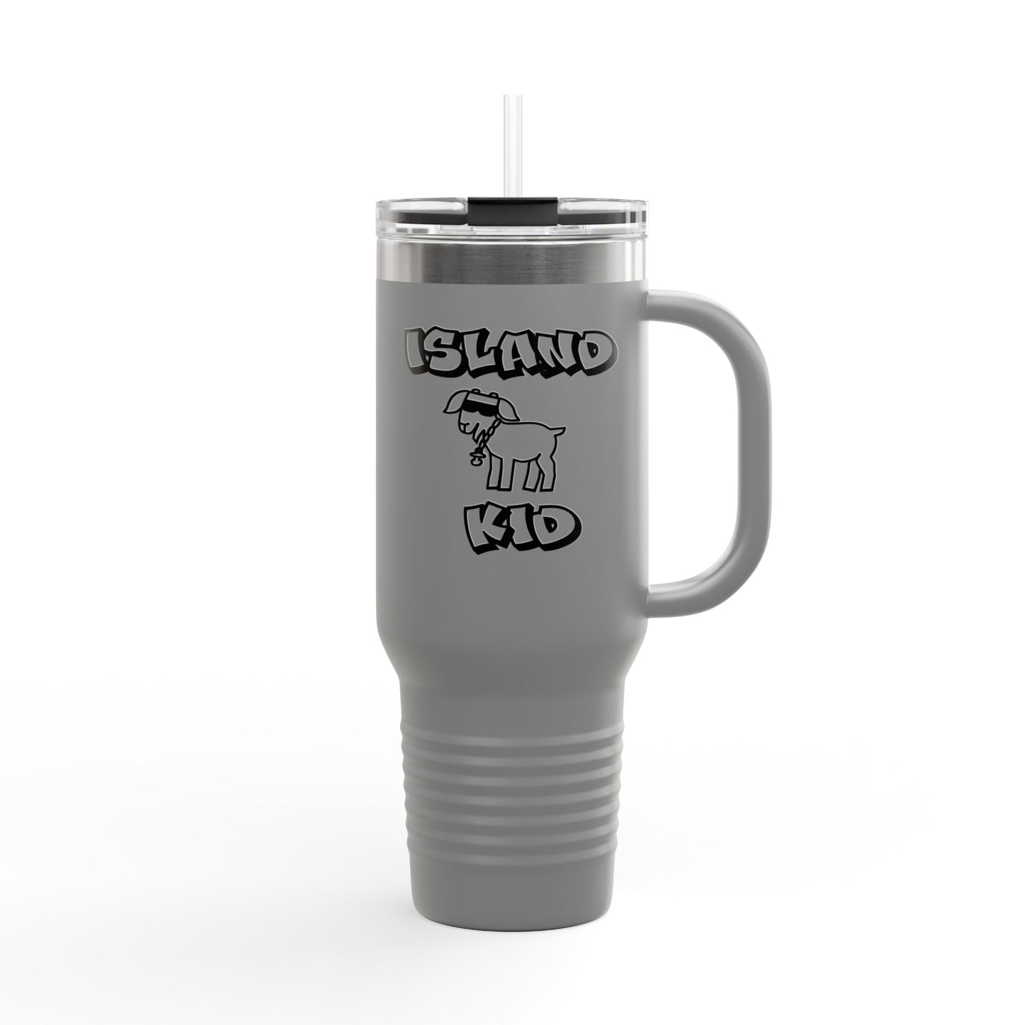 40oz Insulated Travel Mug — Island Kid Stainless Tumbler with Handle & Straw